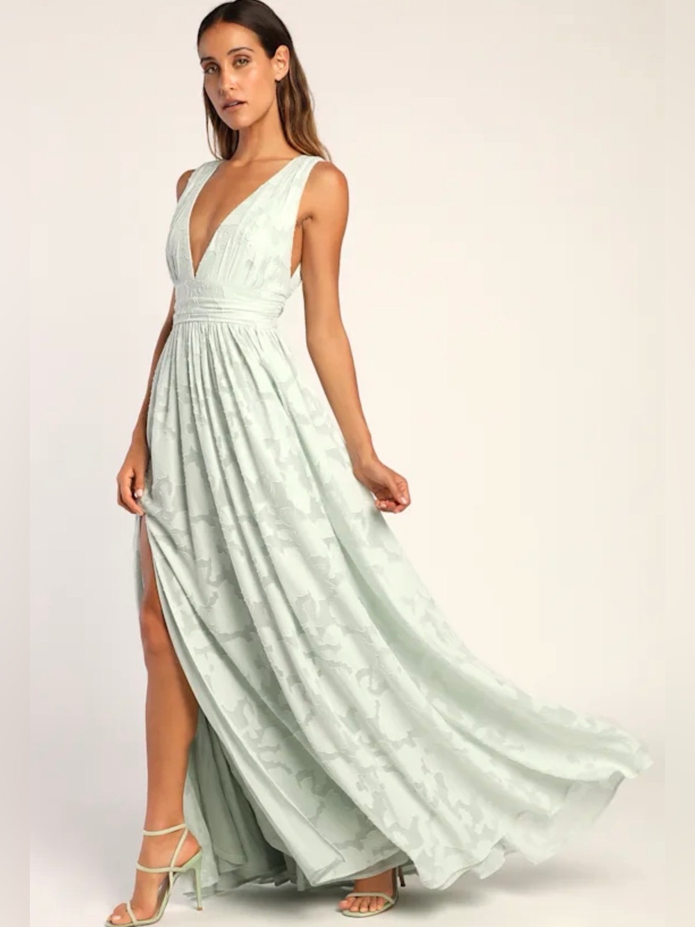 NWT Lulus SWEET SOPHISTICATION Sleeveless Floral Maxi Dress in Sage Green